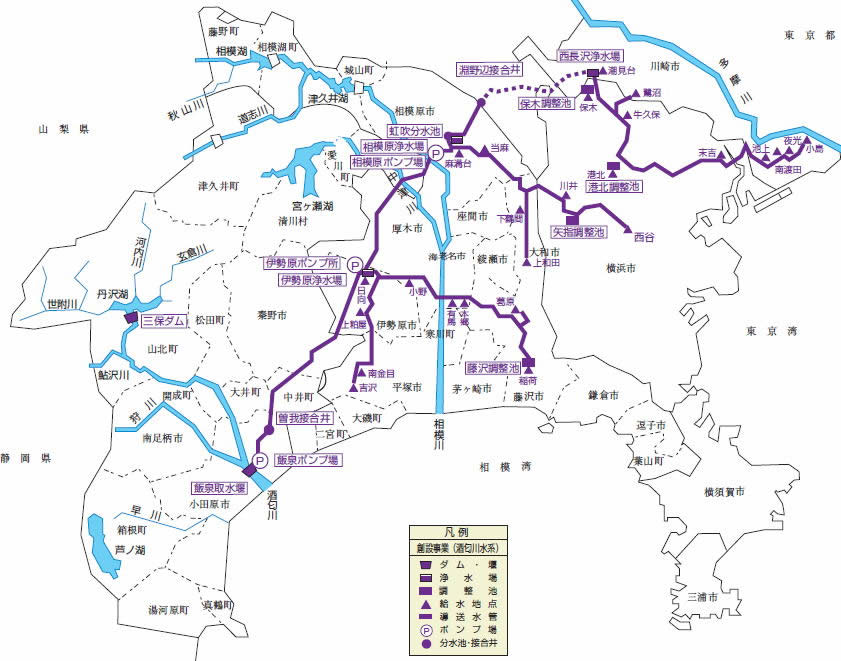 酒匂川水系の施設分布図